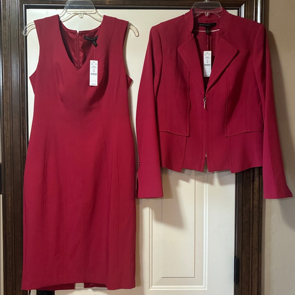 White House Black Market Red Dress & Matching Jacket Set